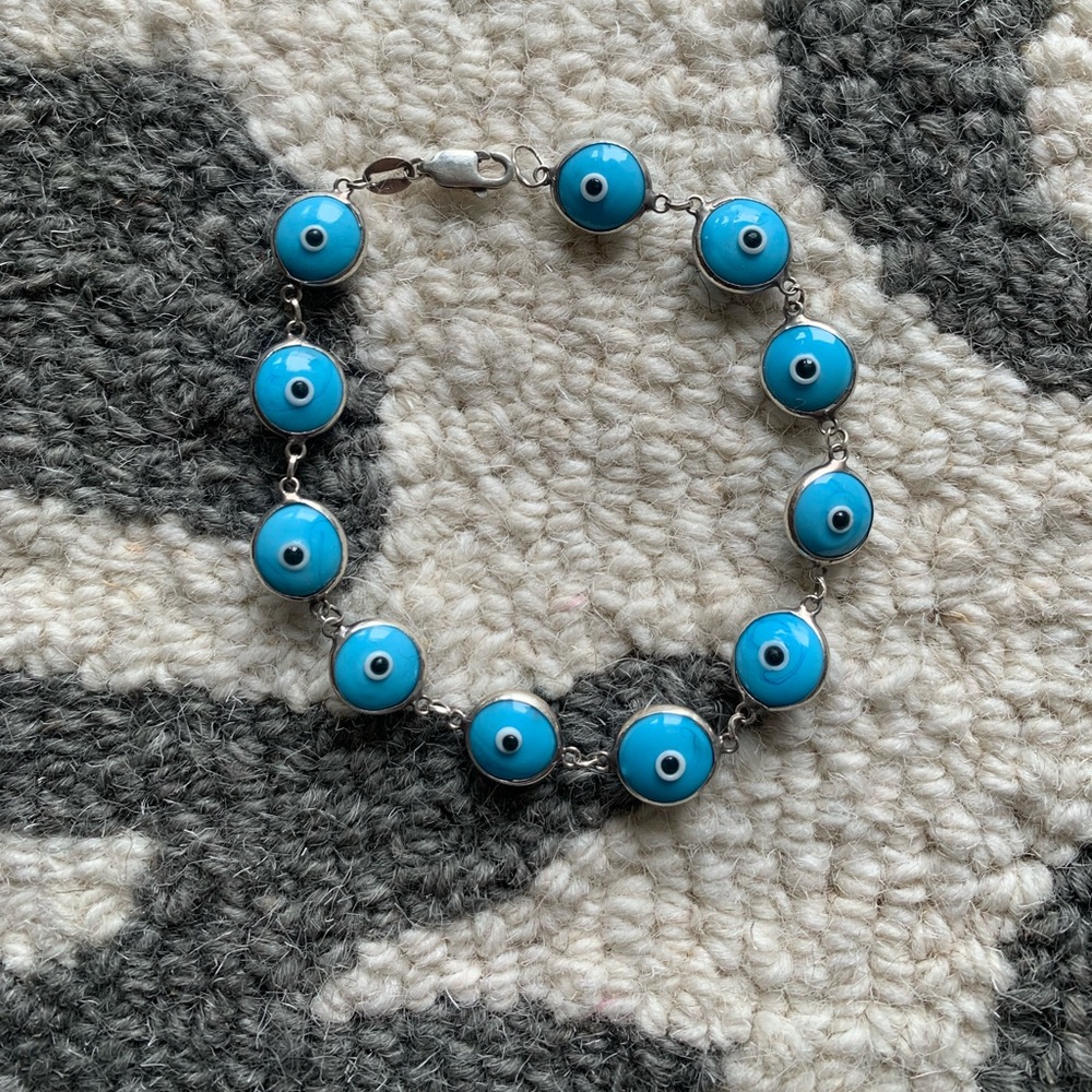 Sterling Silver & Glass Evil Eye Bracelet 🧿🪬